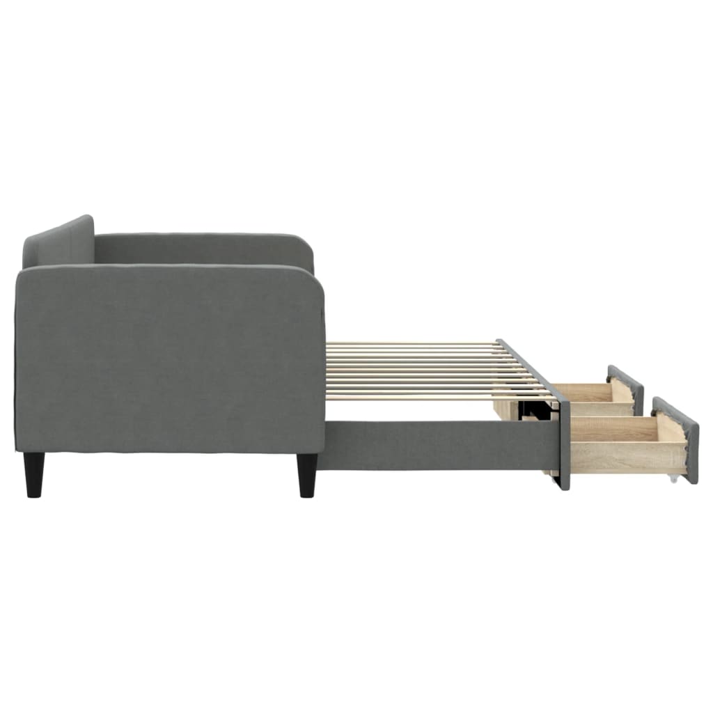 Slaapbank onderschuifbed en lades 80x200 cm stof donkergrijs is nu te koop bij PeponiXL, paradijselijk wonen!