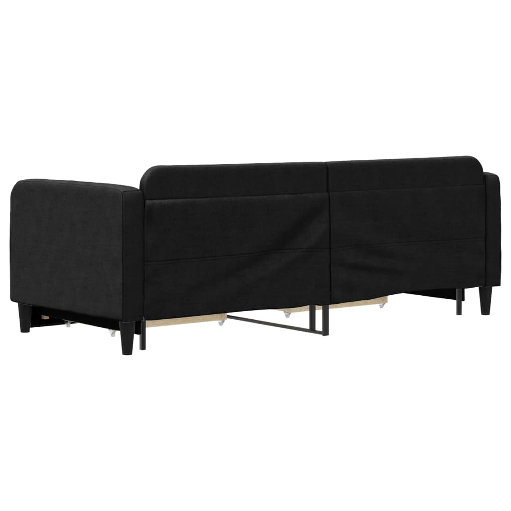 Slaapbank met onderschuifbed en lades 80x200 cm stof zwart is nu te koop bij PeponiXL, paradijselijk wonen!