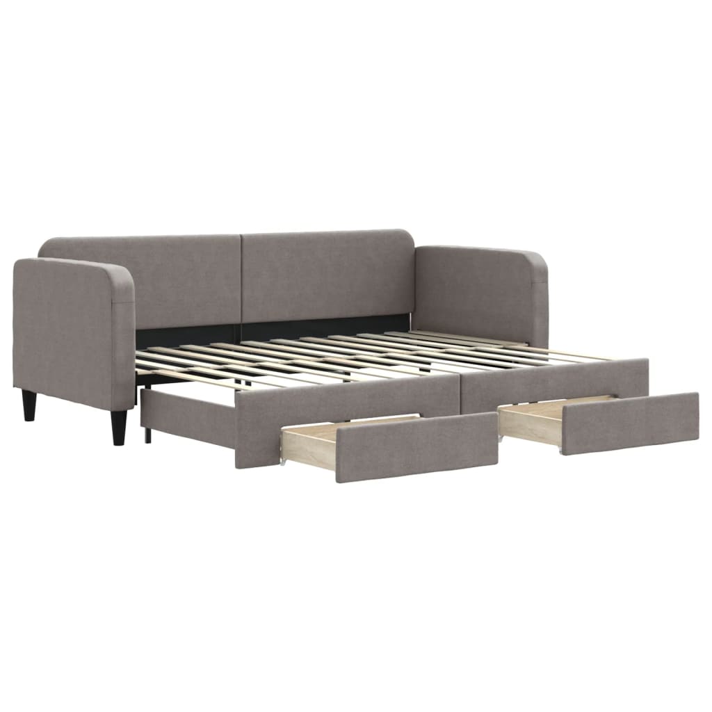 Slaapbank met onderschuifbed en lades 80x200 cm stof taupe is nu te koop bij PeponiXL, paradijselijk wonen!