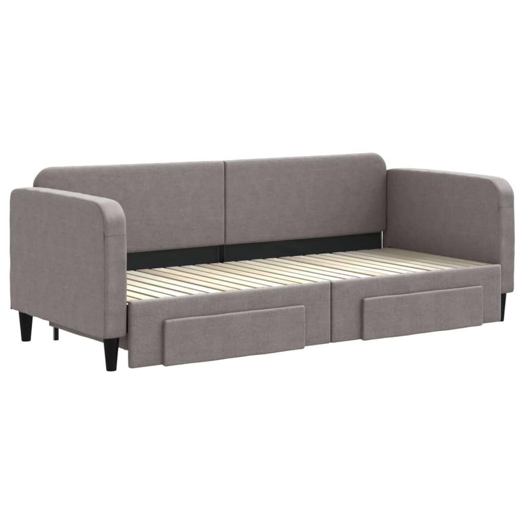 Slaapbank met onderschuifbed en lades 80x200 cm stof taupe is nu te koop bij PeponiXL, paradijselijk wonen!