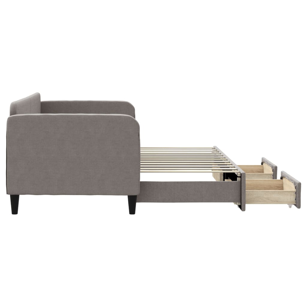 Slaapbank met onderschuifbed en lades 80x200 cm stof taupe is nu te koop bij PeponiXL, paradijselijk wonen!