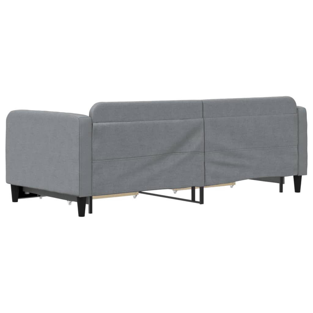 Slaapbank met onderschuifbed en lades 90x200 cm stof lichtgrijs is nu te koop bij PeponiXL, paradijselijk wonen!