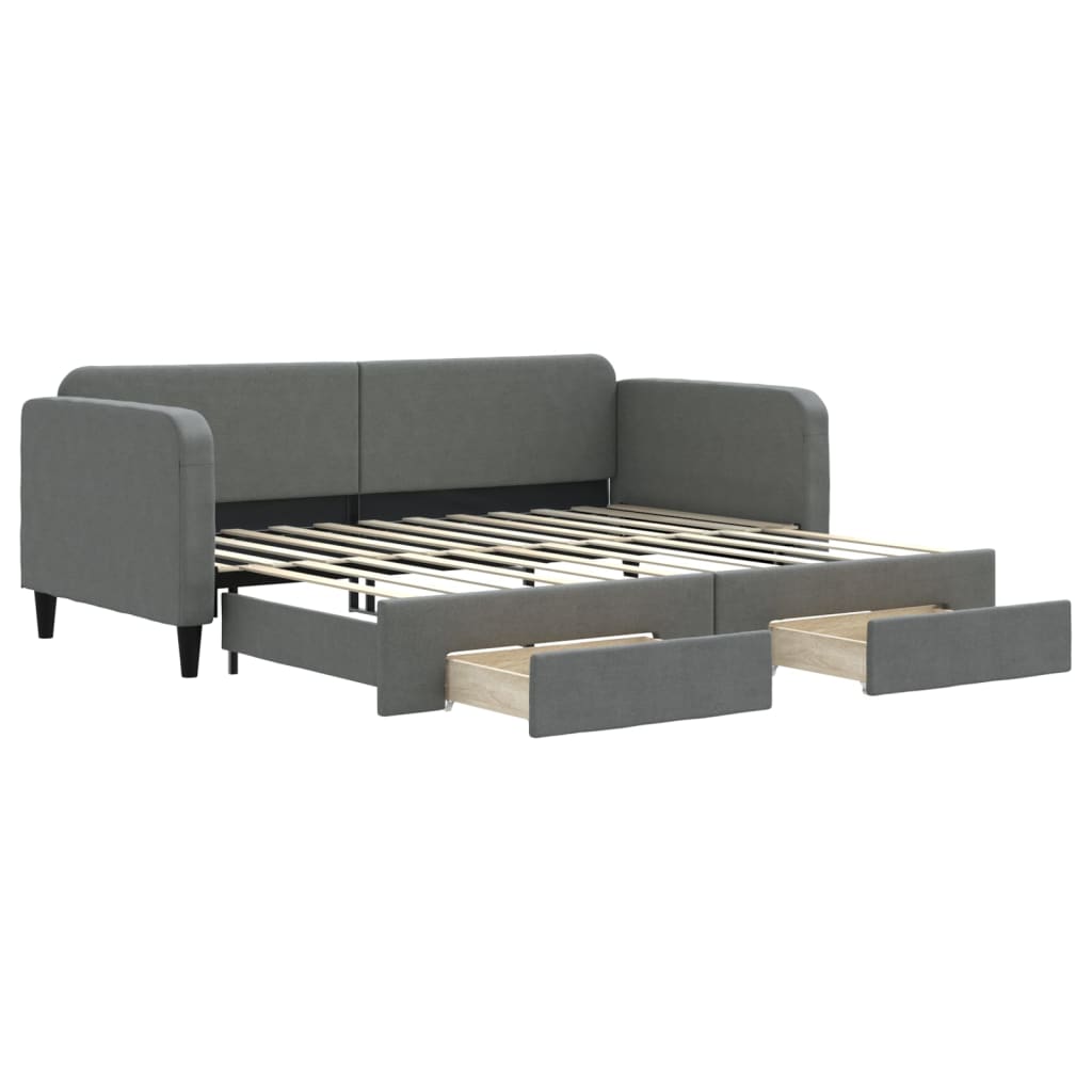 Slaapbank onderschuifbed en lades 90x200 cm stof donkergrijs is nu te koop bij PeponiXL, paradijselijk wonen!