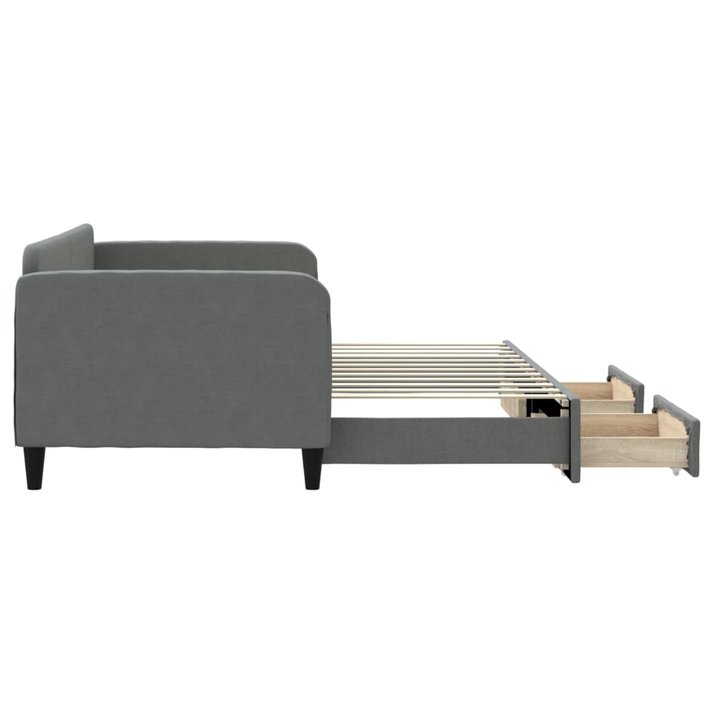 Slaapbank onderschuifbed en lades 90x200 cm stof donkergrijs is nu te koop bij PeponiXL, paradijselijk wonen!