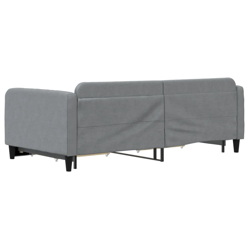Slaapbank onderschuifbed en lades 100x200 cm stof lichtgrijs is nu te koop bij PeponiXL, paradijselijk wonen!