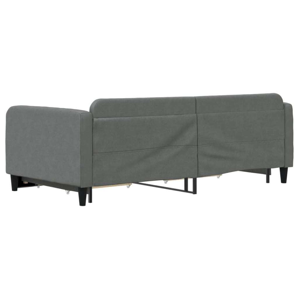Slaapbank onderschuifbed en lades 100x200 cm stof donkergrijs is nu te koop bij PeponiXL, paradijselijk wonen!
