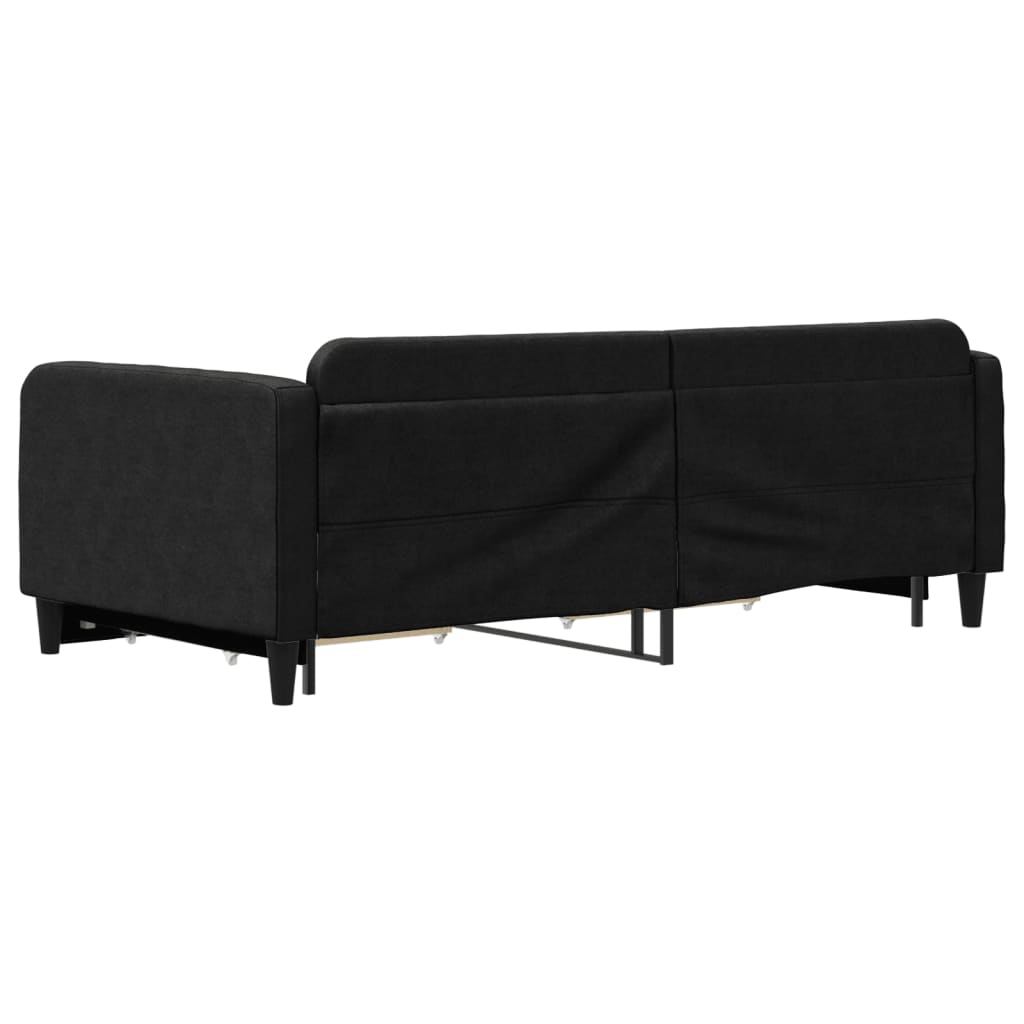 Slaapbank met onderschuifbed en lades 100x200 cm stof zwart is nu te koop bij PeponiXL, paradijselijk wonen!