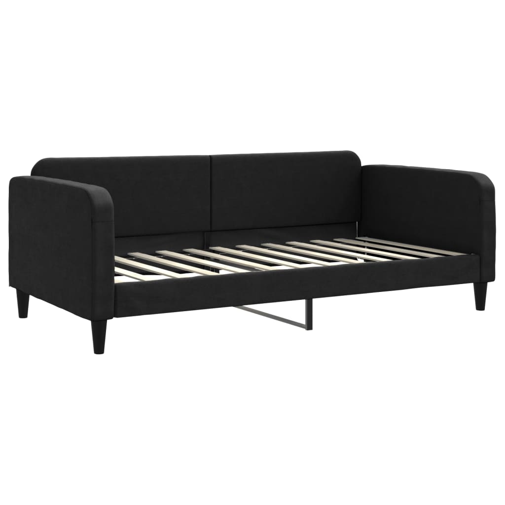 Slaapbank met onderschuifbed en lades 100x200 cm stof zwart is nu te koop bij PeponiXL, paradijselijk wonen!