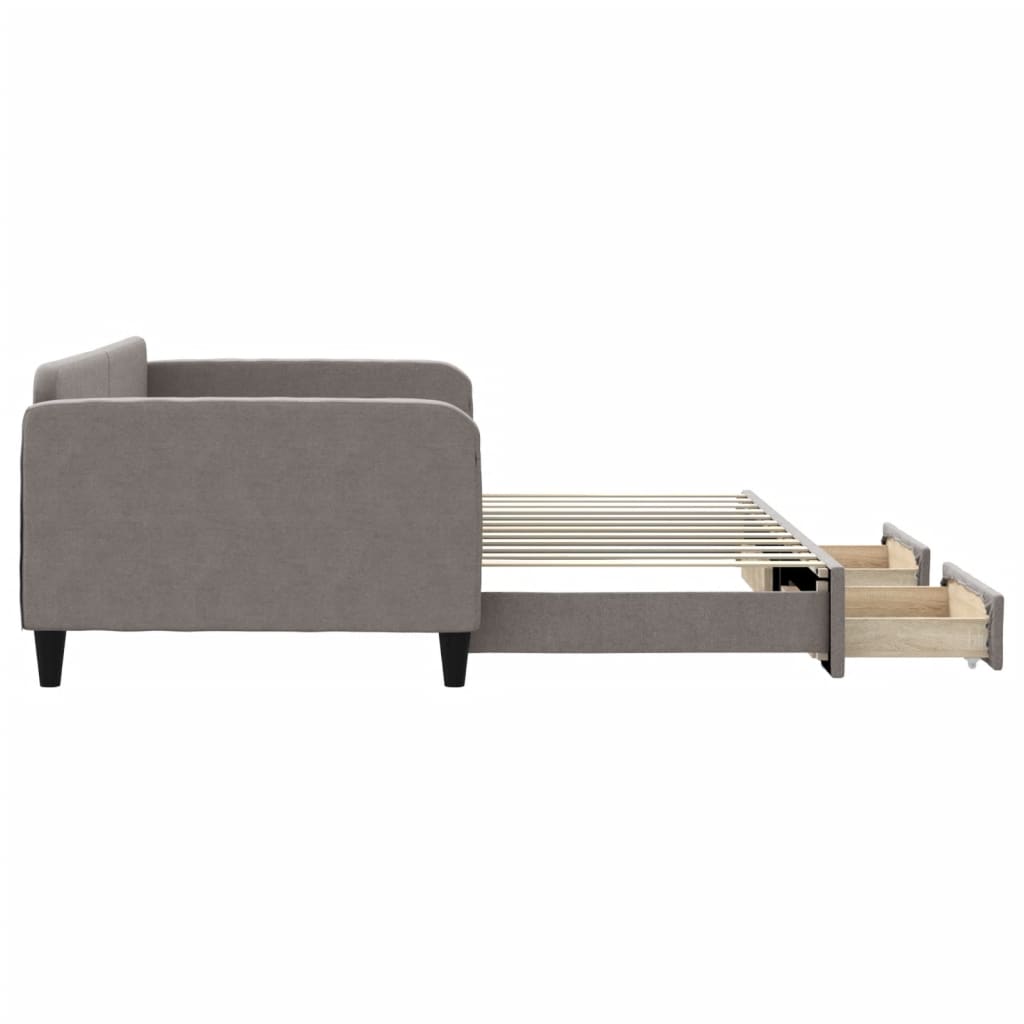 Slaapbank met onderschuifbed en lades 100x200 cm stof taupe is nu te koop bij PeponiXL, paradijselijk wonen!