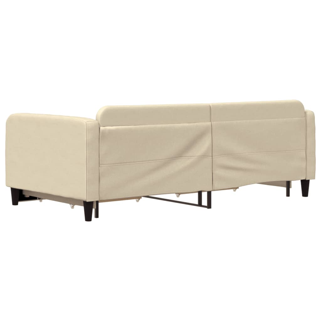 Slaapbank met onderschuifbed en lades 100x200 cm stof crème is nu te koop bij PeponiXL, paradijselijk wonen!