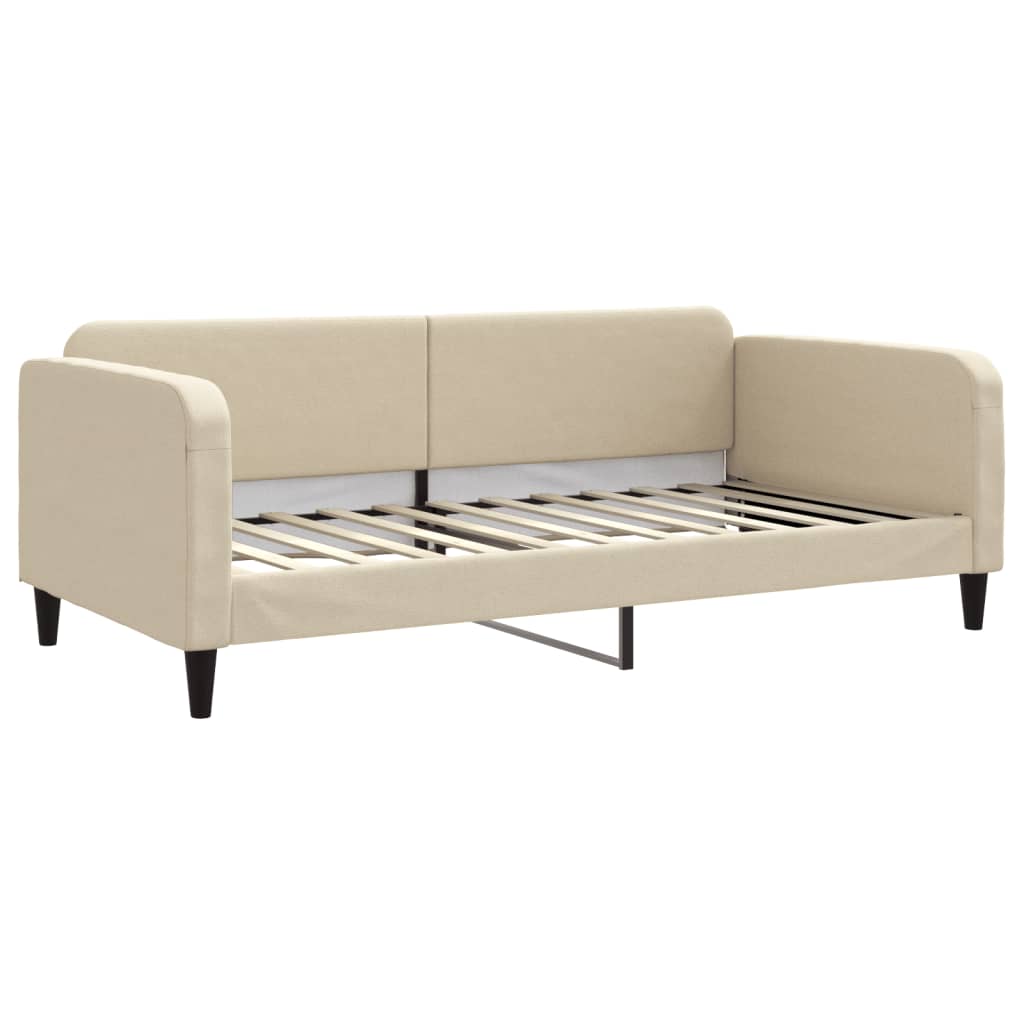 Slaapbank met onderschuifbed en lades 100x200 cm stof crème is nu te koop bij PeponiXL, paradijselijk wonen!