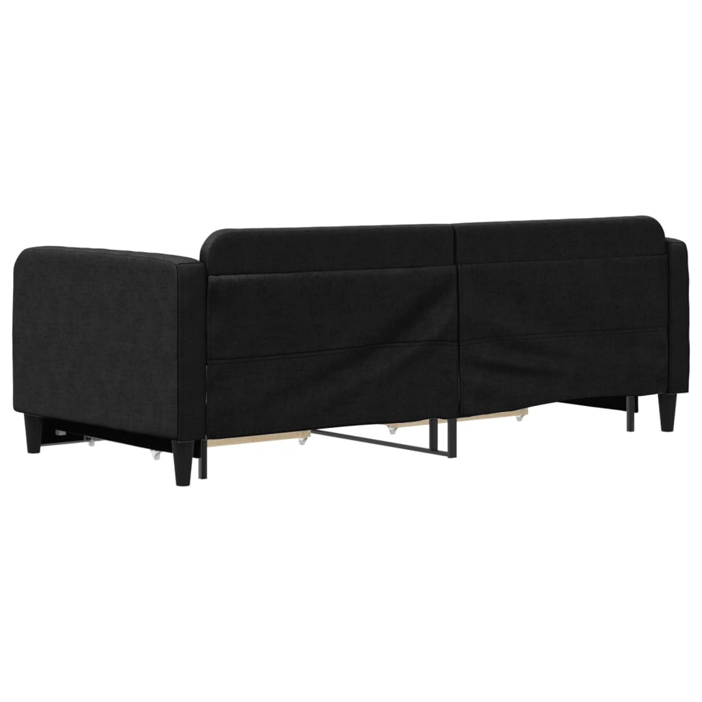 Slaapbank met onderschuifbed en lades 90x190 cm stof zwart is nu te koop bij PeponiXL, paradijselijk wonen!