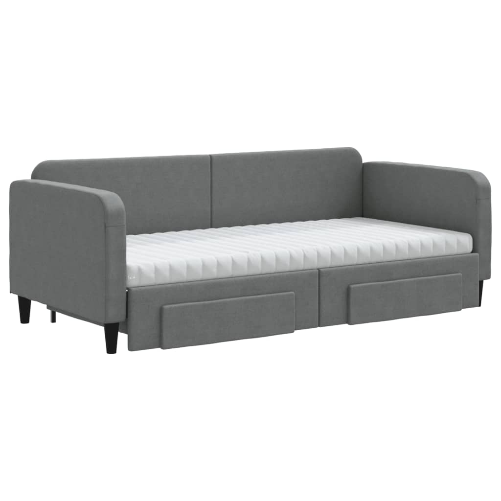 Slaapbank onderschuifbed en lades 90x200 cm stof donkergrijs is nu te koop bij PeponiXL, paradijselijk wonen!