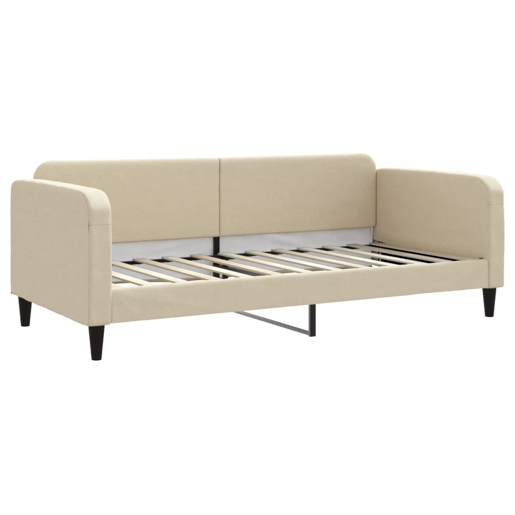 Slaapbank met onderschuifbed en lades 90x200 cm stof crèmekleur is nu te koop bij PeponiXL, paradijselijk wonen!