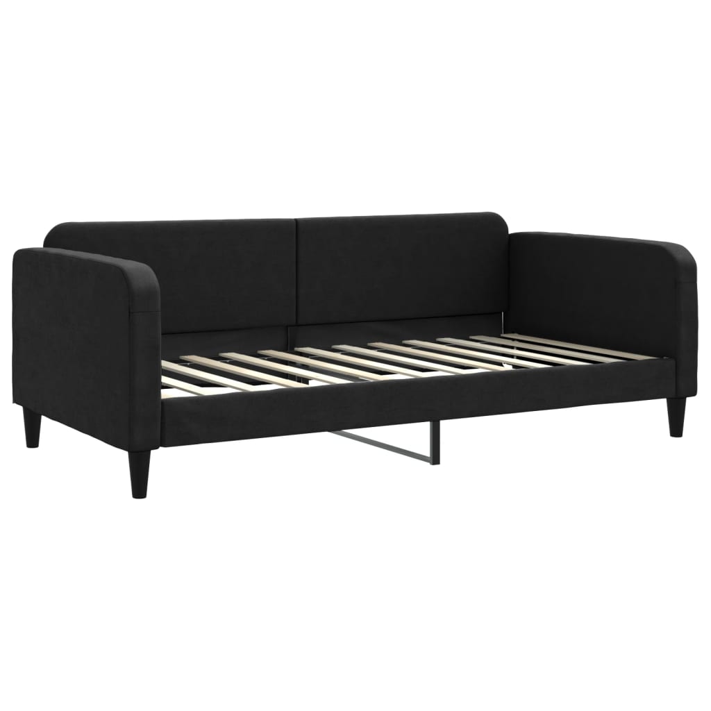 Slaapbank met onderschuifbed en lades 100x200 cm stof zwart is nu te koop bij PeponiXL, paradijselijk wonen!