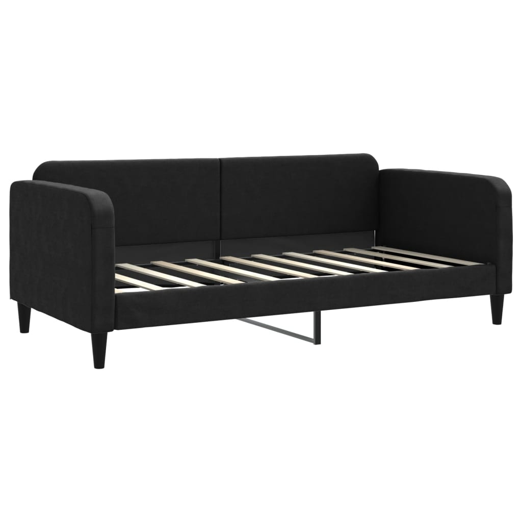 Slaapbank met onderschuifbed en lades 90x190 cm stof zwart is nu te koop bij PeponiXL, paradijselijk wonen!