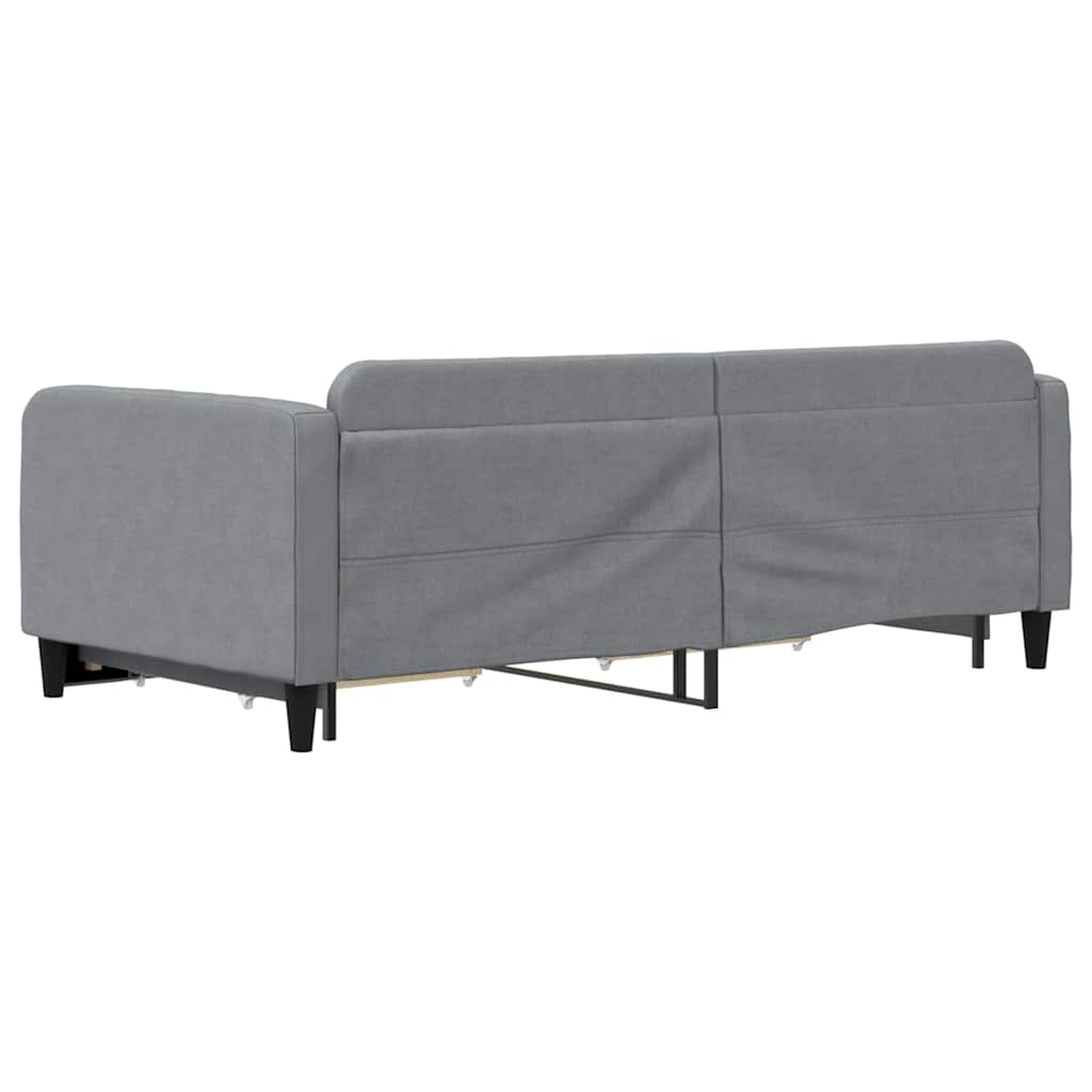 Slaapbank met onderschuifbed lades 100x190 cm stof lichtgrijs is nu te koop bij PeponiXL, paradijselijk wonen!