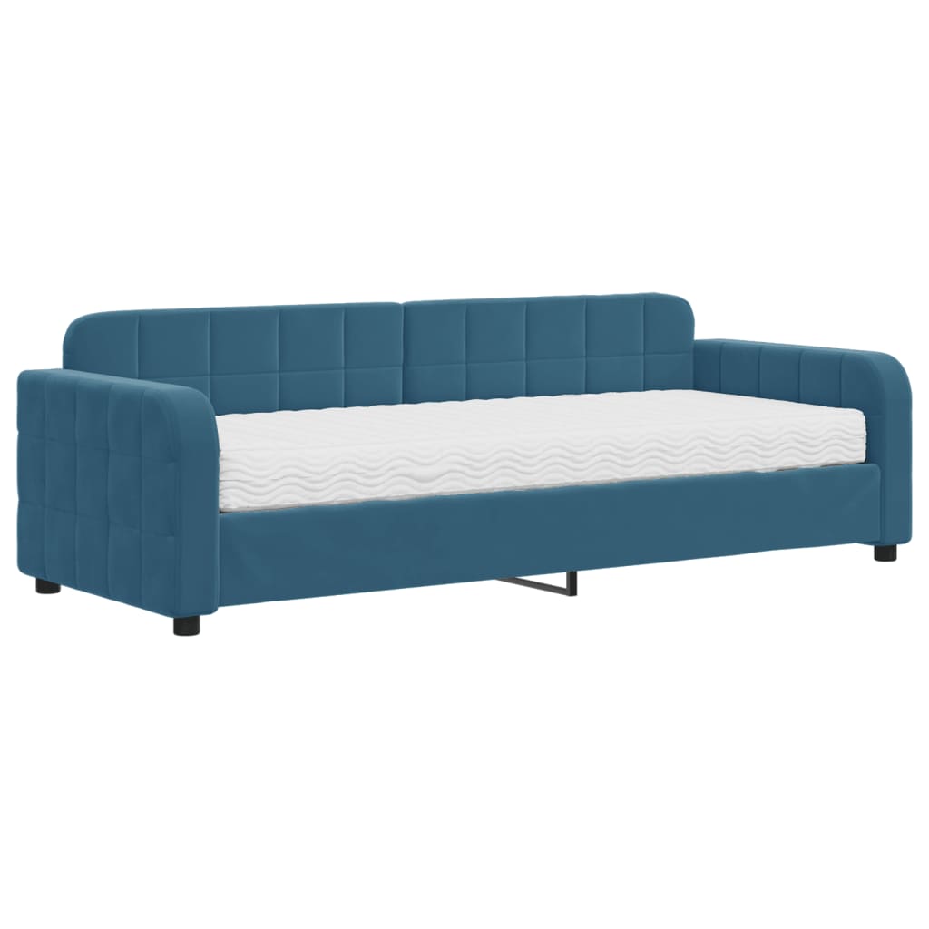 Slaapbank met matras 80x200 cm fluweel blauw is nu te koop bij PeponiXL, paradijselijk wonen!