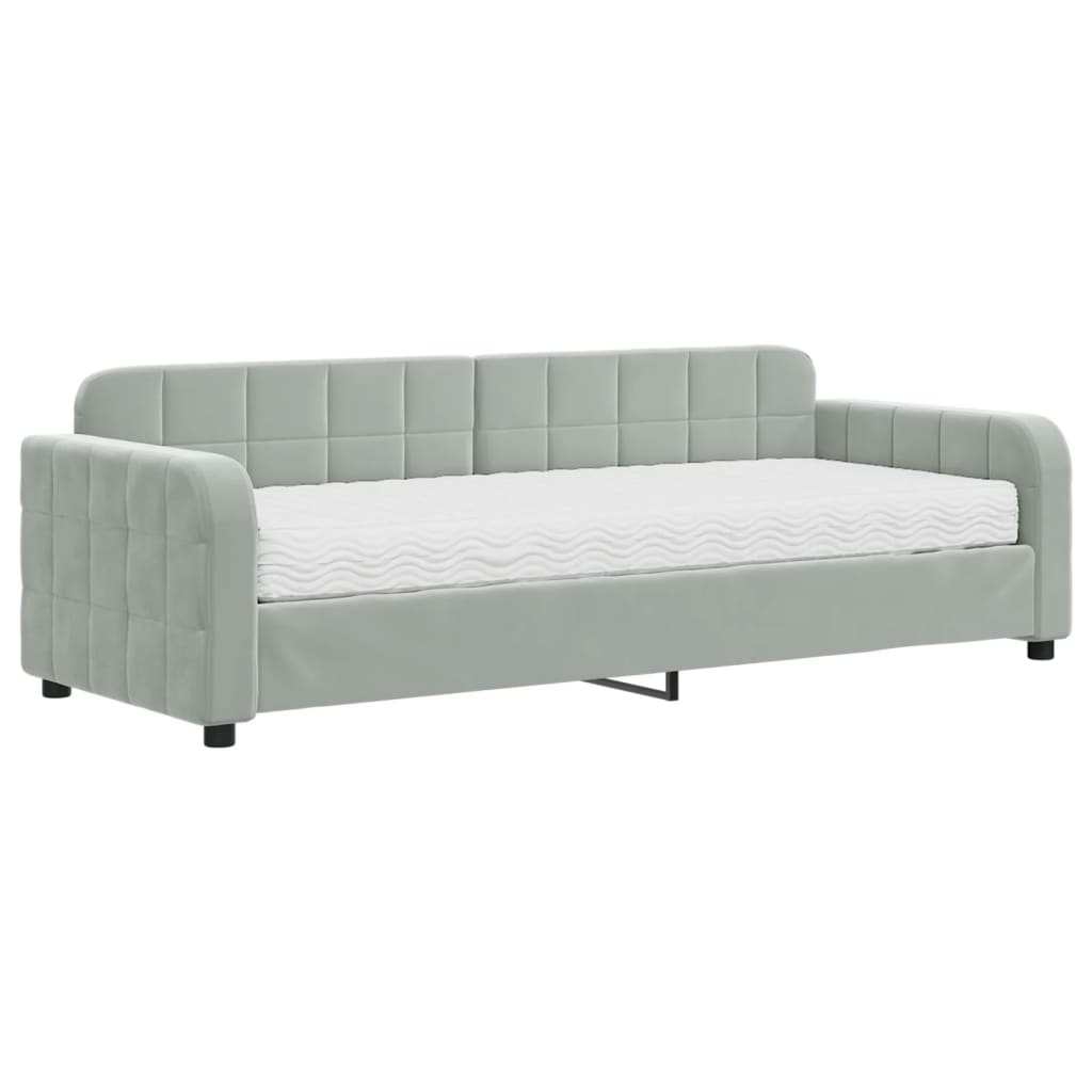 Slaapbank met matras 80x200 cm fluweel lichtgrijs is nu te koop bij PeponiXL, paradijselijk wonen!