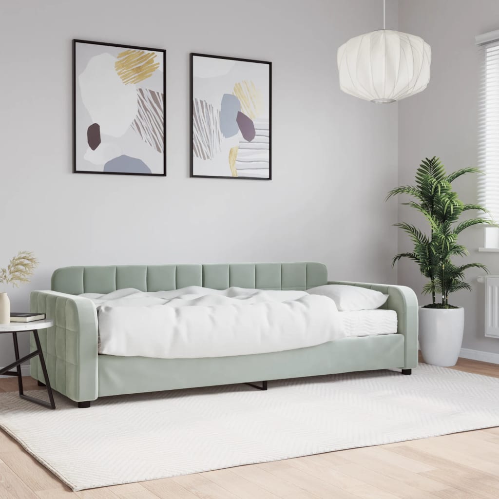 Slaapbank met matras 80x200 cm fluweel lichtgrijs is nu te koop bij PeponiXL, paradijselijk wonen!