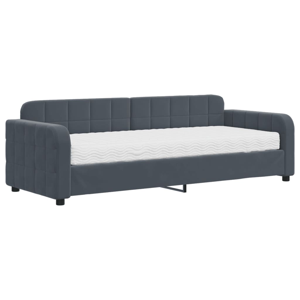 Slaapbank met matras 80x200 cm fluweel donkergrijs is nu te koop bij PeponiXL, paradijselijk wonen!