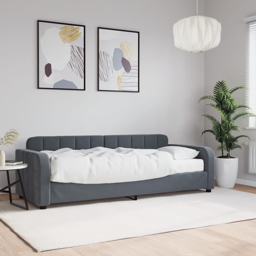 Slaapbank met matras 80x200 cm fluweel donkergrijs is nu te koop bij PeponiXL, paradijselijk wonen!
