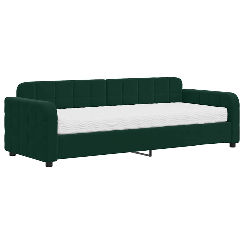 Slaapbank met matras 80x200 cm fluweel donkergroen is nu te koop bij PeponiXL, paradijselijk wonen!