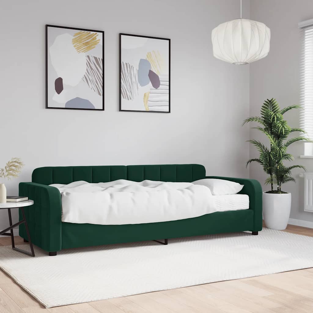 Slaapbank met matras 80x200 cm fluweel donkergroen is nu te koop bij PeponiXL, paradijselijk wonen!
