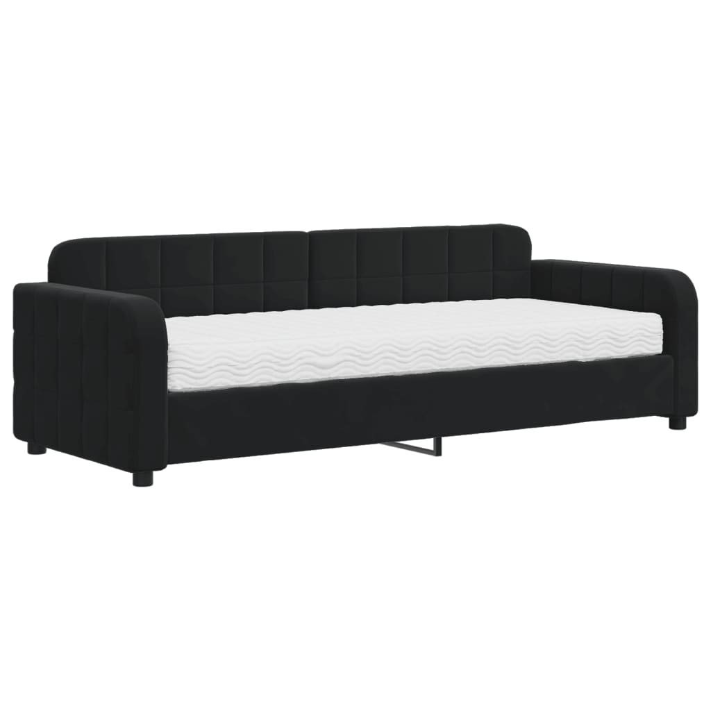 Slaapbank met matras 80x200 cm fluweel zwart is nu te koop bij PeponiXL, paradijselijk wonen!