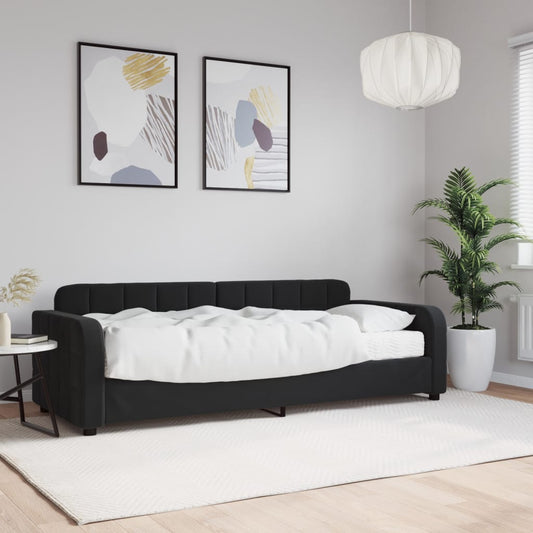 Slaapbank met matras 80x200 cm fluweel zwart is nu te koop bij PeponiXL, paradijselijk wonen!