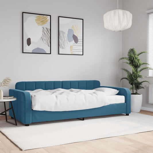 Slaapbank met matras 90x200 cm fluweel blauw is nu te koop bij PeponiXL, paradijselijk wonen!