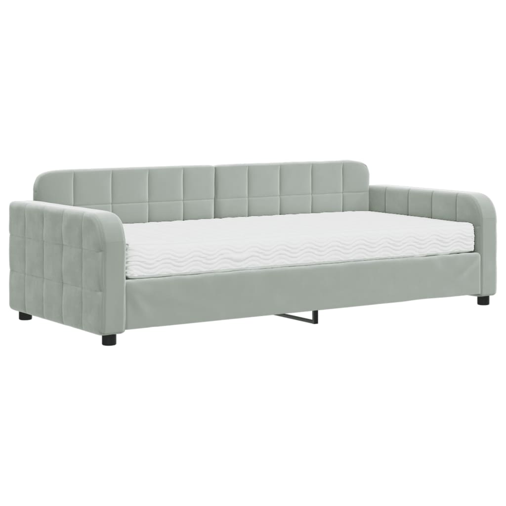 Slaapbank met matras 90x200 cm fluweel lichtgrijs is nu te koop bij PeponiXL, paradijselijk wonen!