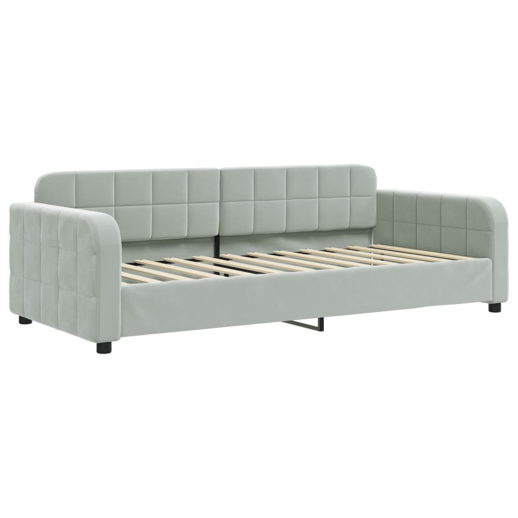 Slaapbank met matras 90x200 cm fluweel lichtgrijs is nu te koop bij PeponiXL, paradijselijk wonen!