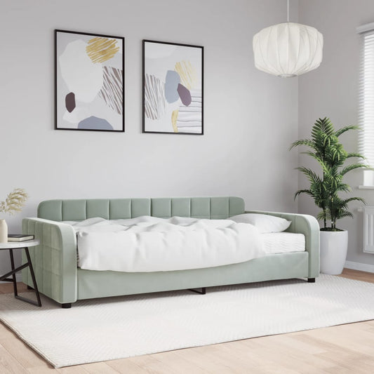 Slaapbank met matras 90x200 cm fluweel lichtgrijs is nu te koop bij PeponiXL, paradijselijk wonen!