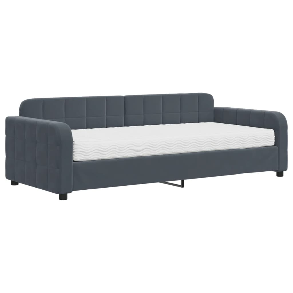 Slaapbank met matras 90x200 cm fluweel donkergrijs is nu te koop bij PeponiXL, paradijselijk wonen!