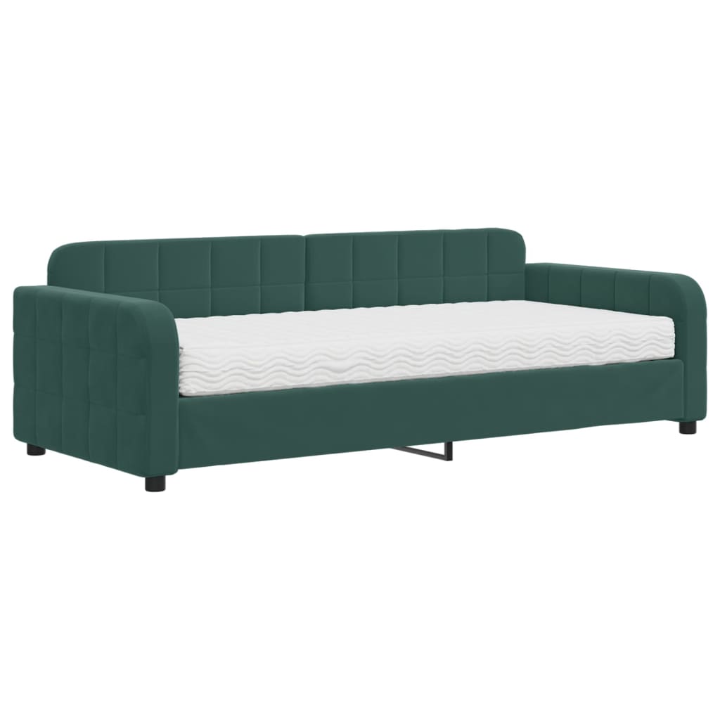 Slaapbank met matras 90x200 cm fluweel donkergroen is nu te koop bij PeponiXL, paradijselijk wonen!