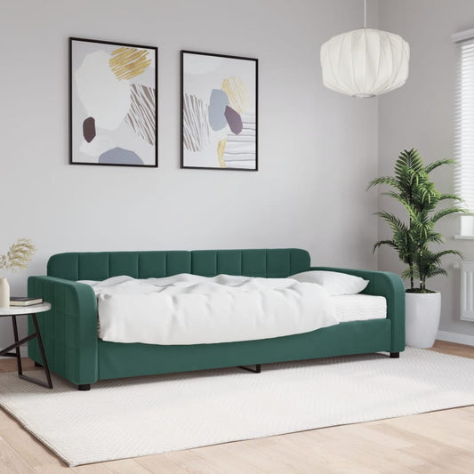 Slaapbank met matras 90x200 cm fluweel donkergroen is nu te koop bij PeponiXL, paradijselijk wonen!