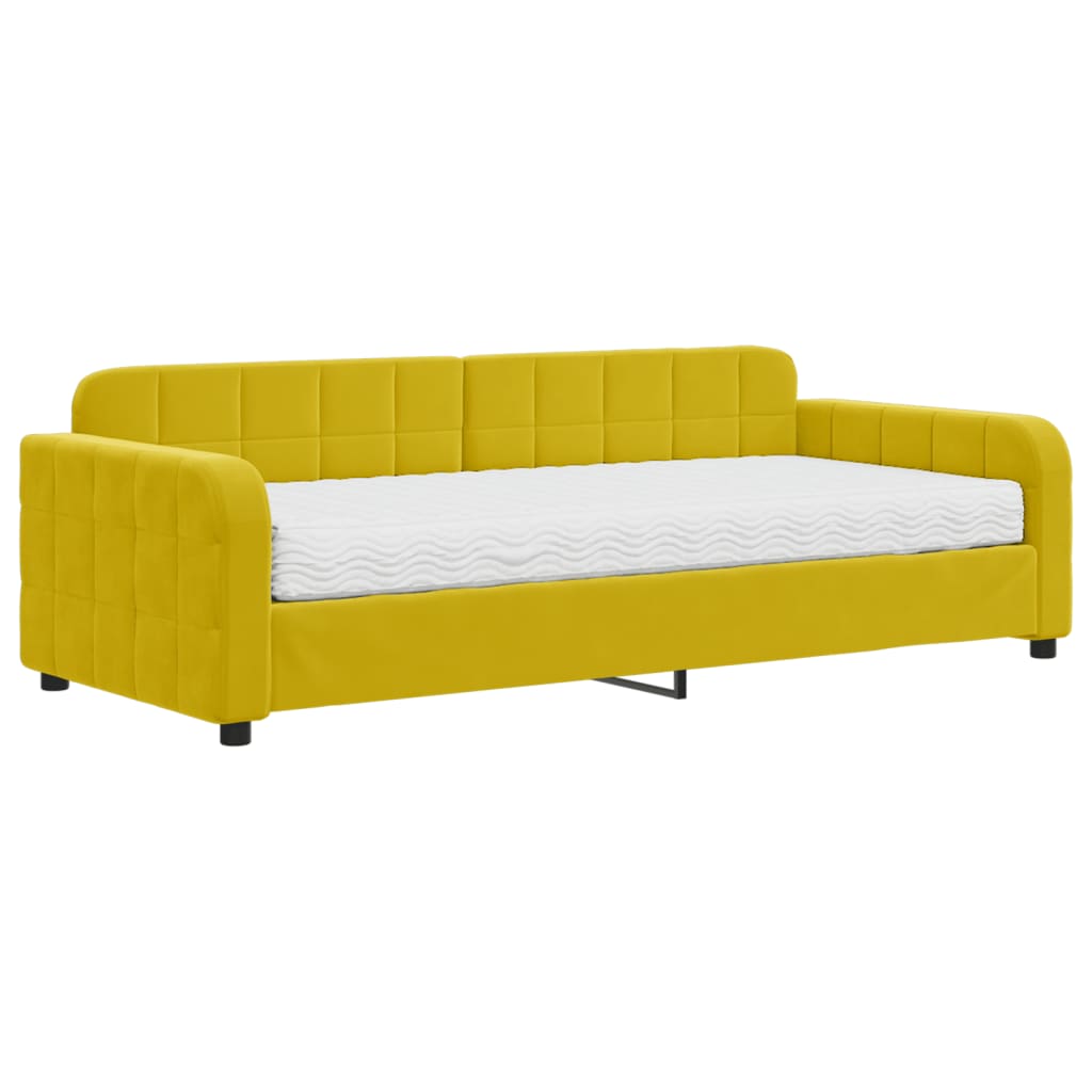 Slaapbank met matras 90x200 cm fluweel geel is nu te koop bij PeponiXL, paradijselijk wonen!