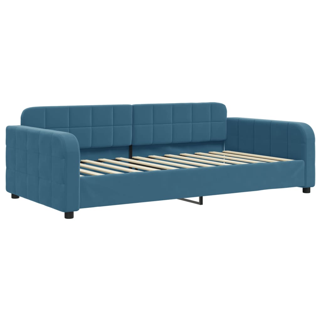 Slaapbank met matras 100x200 cm fluweel blauw is nu te koop bij PeponiXL, paradijselijk wonen!