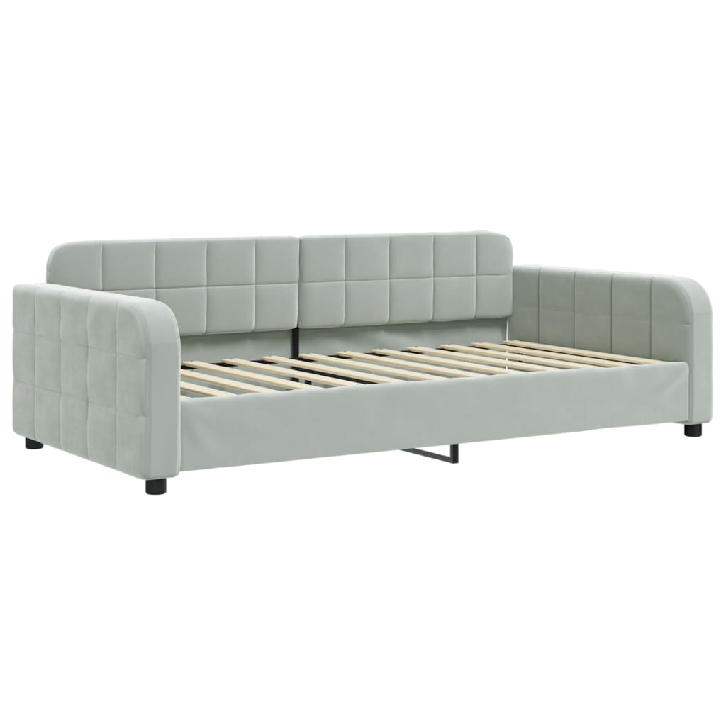 Slaapbank met matras 100x200 cm fluweel lichtgrijs is nu te koop bij PeponiXL, paradijselijk wonen!