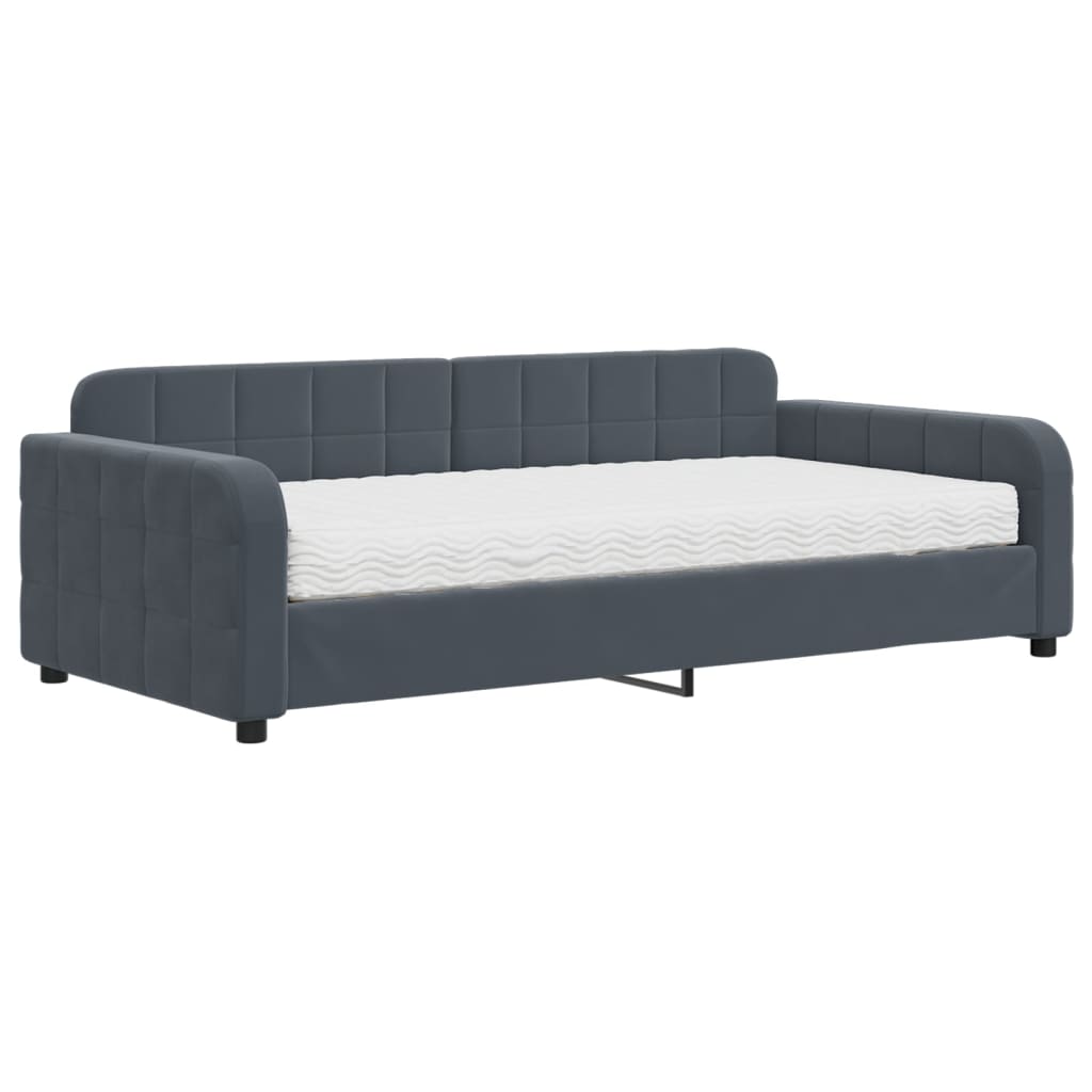 Slaapbank met matras 100x200 cm fluweel donkergrijs is nu te koop bij PeponiXL, paradijselijk wonen!