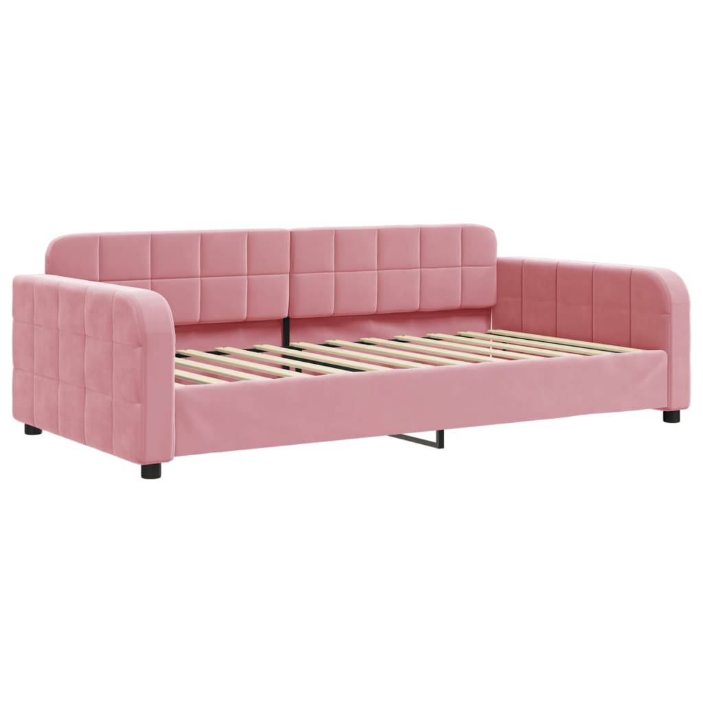 Slaapbank met matras 100x200 cm fluweel roze is nu te koop bij PeponiXL, paradijselijk wonen!