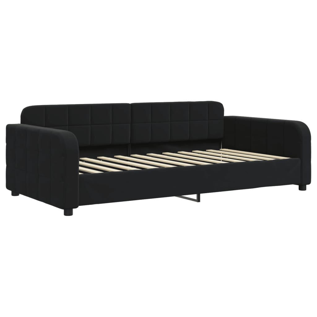 Slaapbank met matras 100x200 cm fluweel zwart is nu te koop bij PeponiXL, paradijselijk wonen!