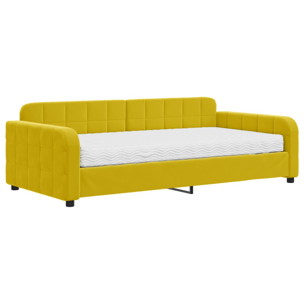Slaapbank met matras 100x200 cm fluweel geel is nu te koop bij PeponiXL, paradijselijk wonen!