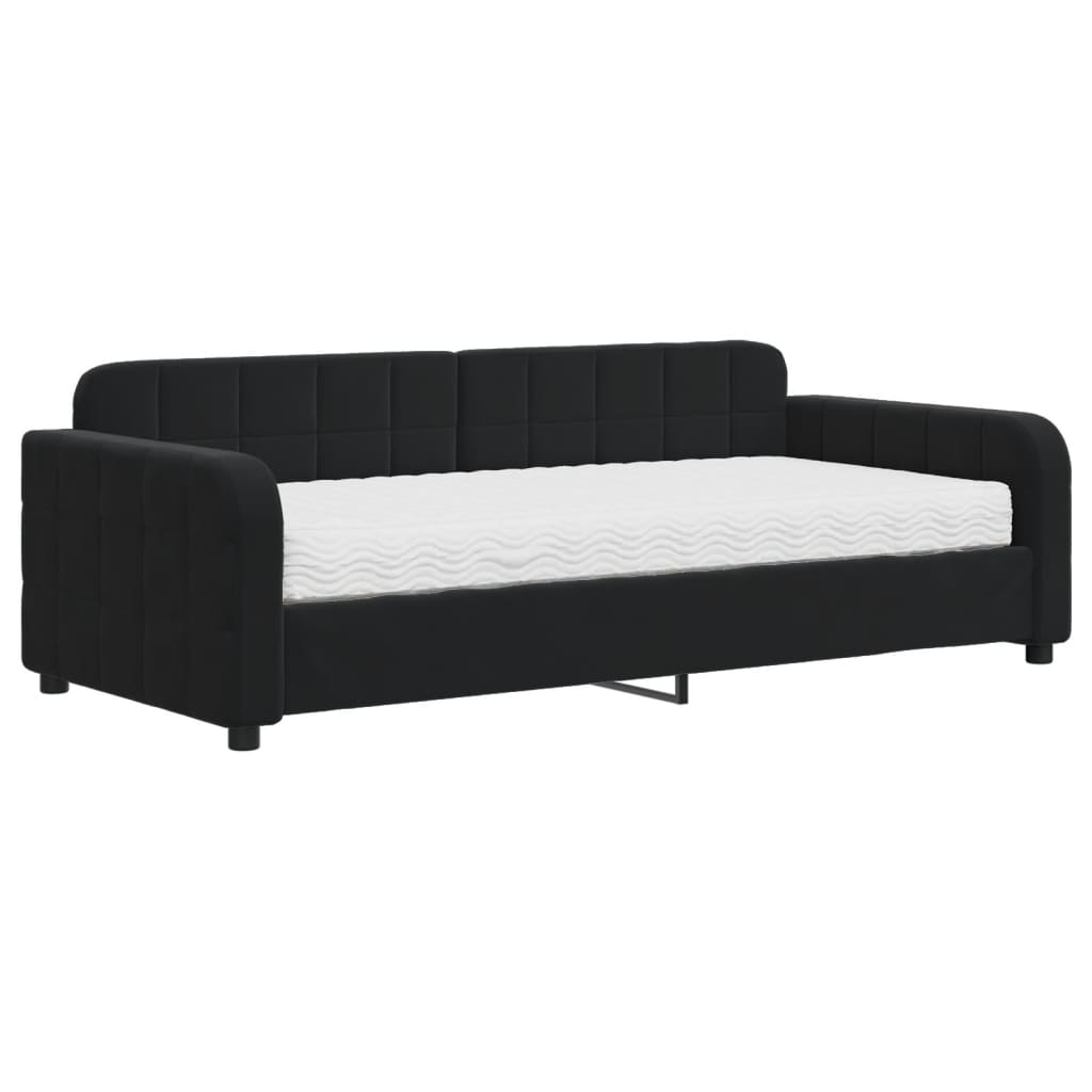 Slaapbank met matras 90x190 cm fluweel zwart is nu te koop bij PeponiXL, paradijselijk wonen!