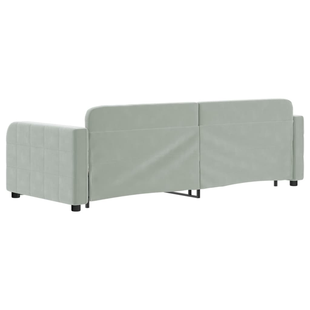 Slaapbank met onderschuifbed 80x200 cm fluweel lichtgrijs is nu te koop bij PeponiXL, paradijselijk wonen!