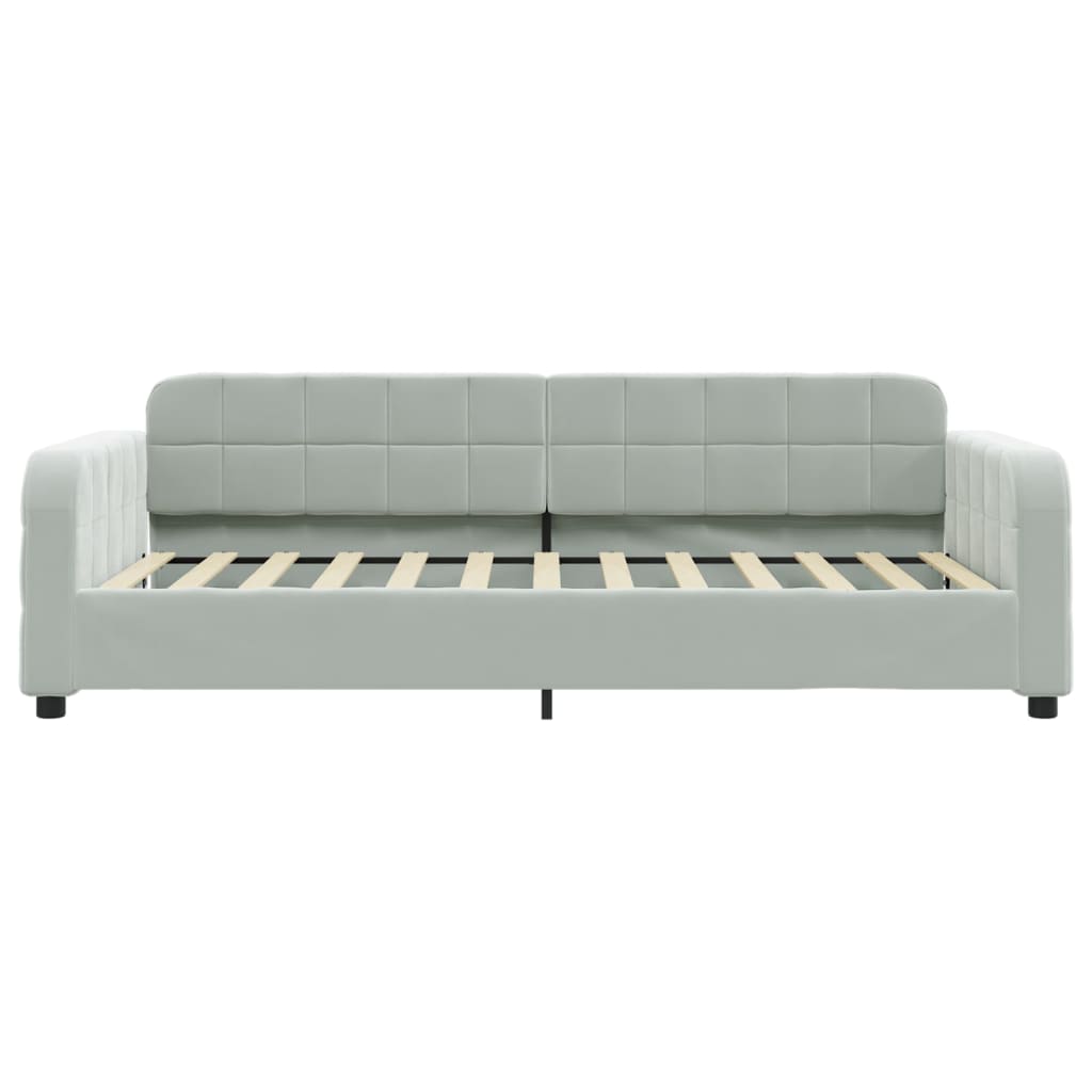 Slaapbank met onderschuifbed 80x200 cm fluweel lichtgrijs is nu te koop bij PeponiXL, paradijselijk wonen!