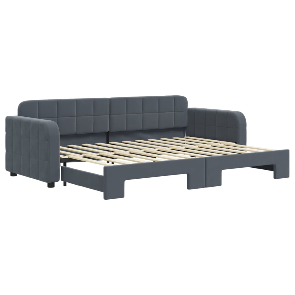 Slaapbank met onderschuifbed 80x200 cm fluweel donkergrijs is nu te koop bij PeponiXL, paradijselijk wonen!