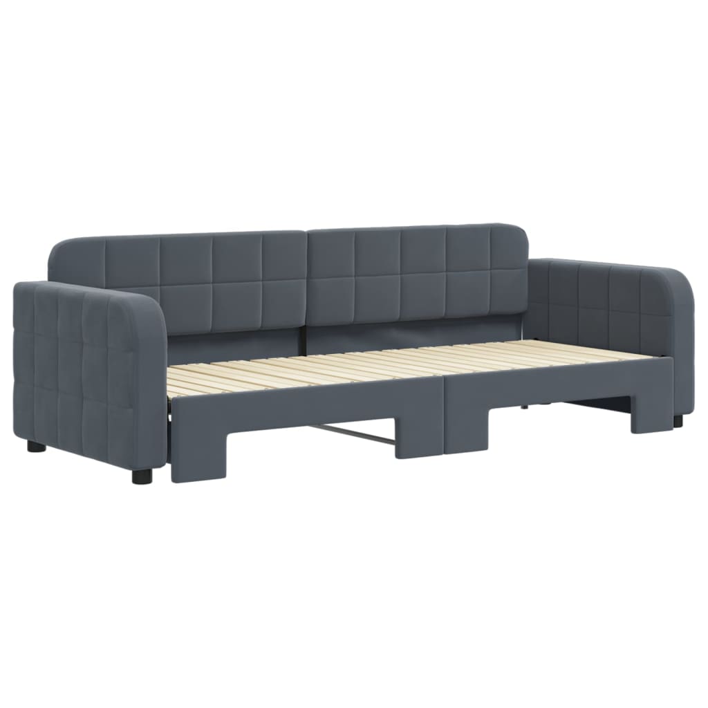 Slaapbank met onderschuifbed 80x200 cm fluweel donkergrijs is nu te koop bij PeponiXL, paradijselijk wonen!