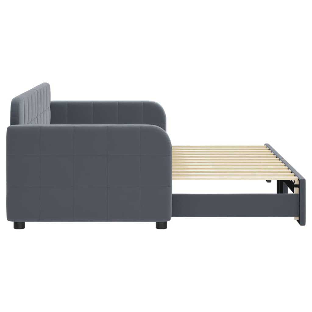 Slaapbank met onderschuifbed 80x200 cm fluweel donkergrijs is nu te koop bij PeponiXL, paradijselijk wonen!